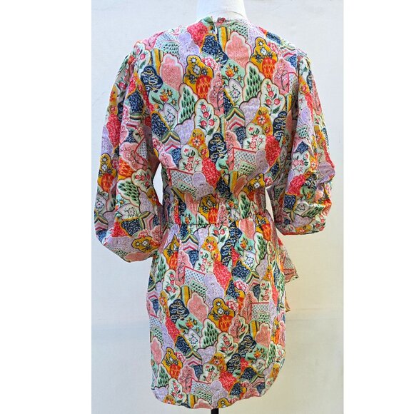 NEW $425 RHODE PIA SHIRRED MINI DRESS IN MULITCOLOR WALLFLOWER PRINT SIZE M - Picture 4 of 9